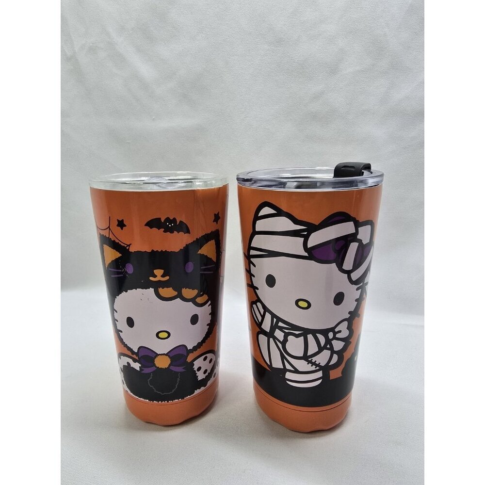 Sanrio Hello Kitty Halloween Black Cat & Mummy Cat Travel Tumbler Set Of 2